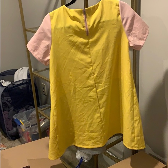 Pink Yellow Gray Color-block Shift Dress - Picture 3 of 3